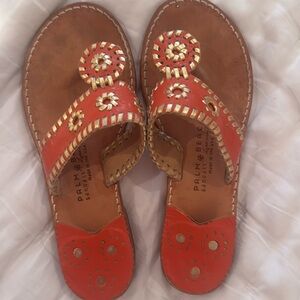 Jack Rogers orange and gold leather sandals, size 8. Good condition
